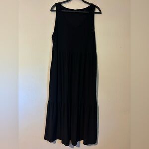 NICOLE MILLER - Stretch Flowy Black Maxi Dress - size XL